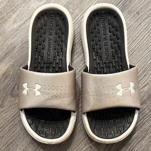 Under Armour Taupe and Black Men's Slide Sandals